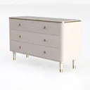 Modern Marble Top Gold Accent White Solid Wood Dresser 3D Model Left 45 Degree View