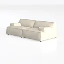 Minimalist Boucle Fabric 2 Seat Sofa 3D Model Left 45 Degree View