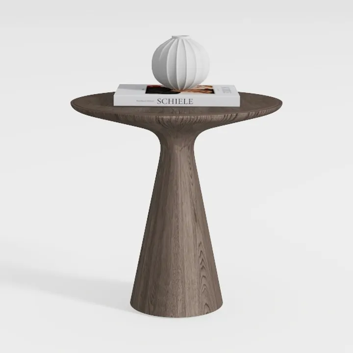 Round Fluted Accent End Table, Pedestal Side Small