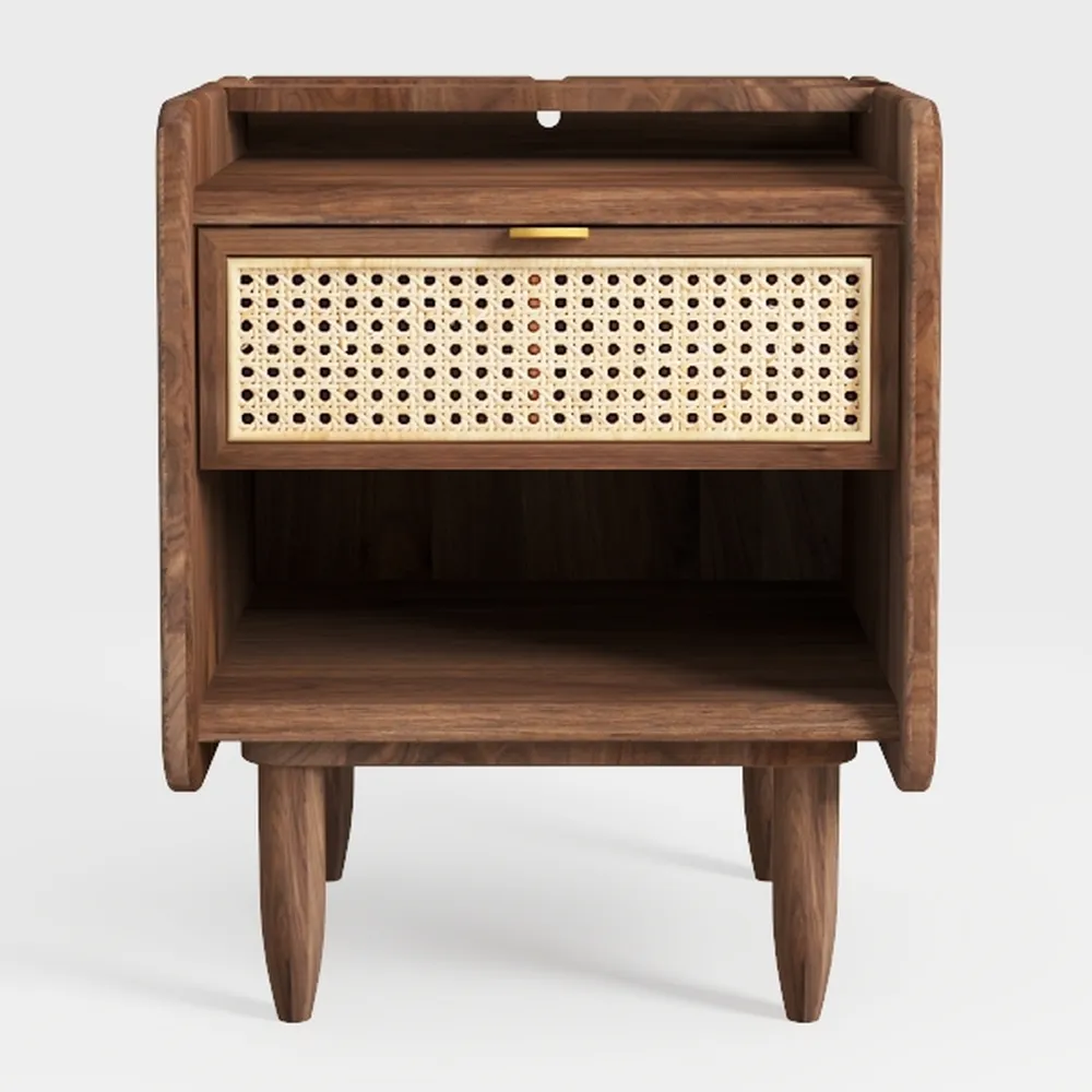 LEVNARY Nightstand with Charging Station