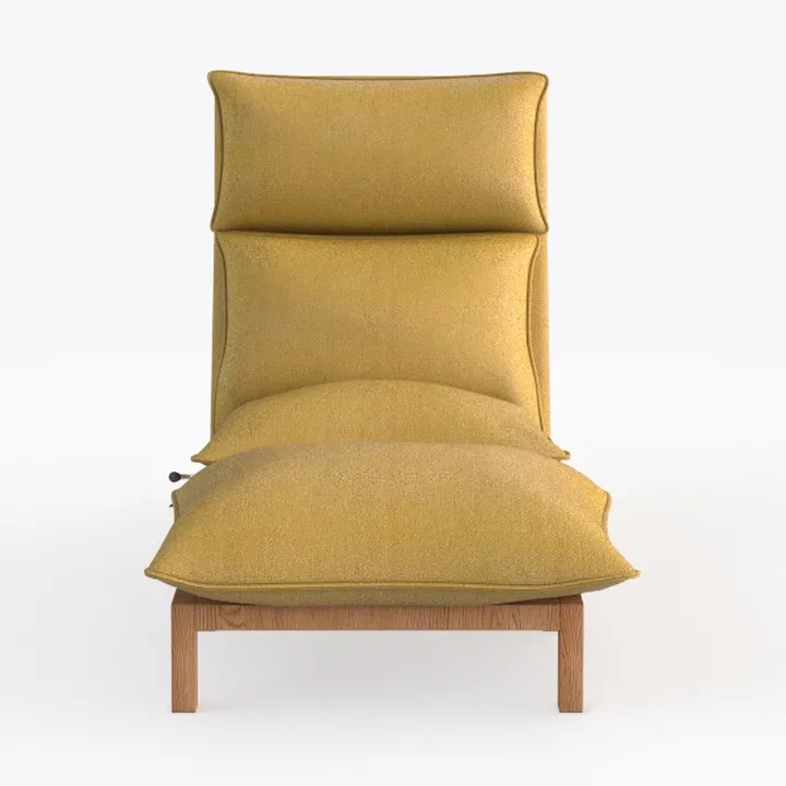 Minimalist Fabric Oak Chaise Lounge 3D Model