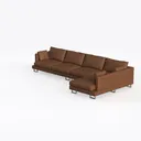 Modern Brown Leather L Shape Sectional Sofa 3D Model Left 45 Degree View