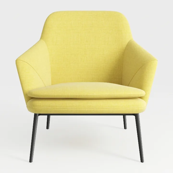 Modern Yellow Fabric Upholstered Metal Leg Armchair 3D Model