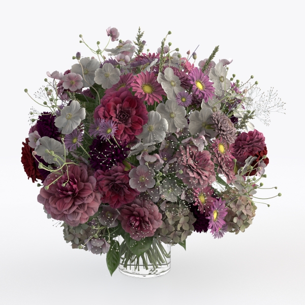 Hollyone Hydrangea Artificial Flowers with Glass