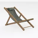 Minimalist Solid Wood Linen Folding Deck Chair 3D Model Right 45 Degree View