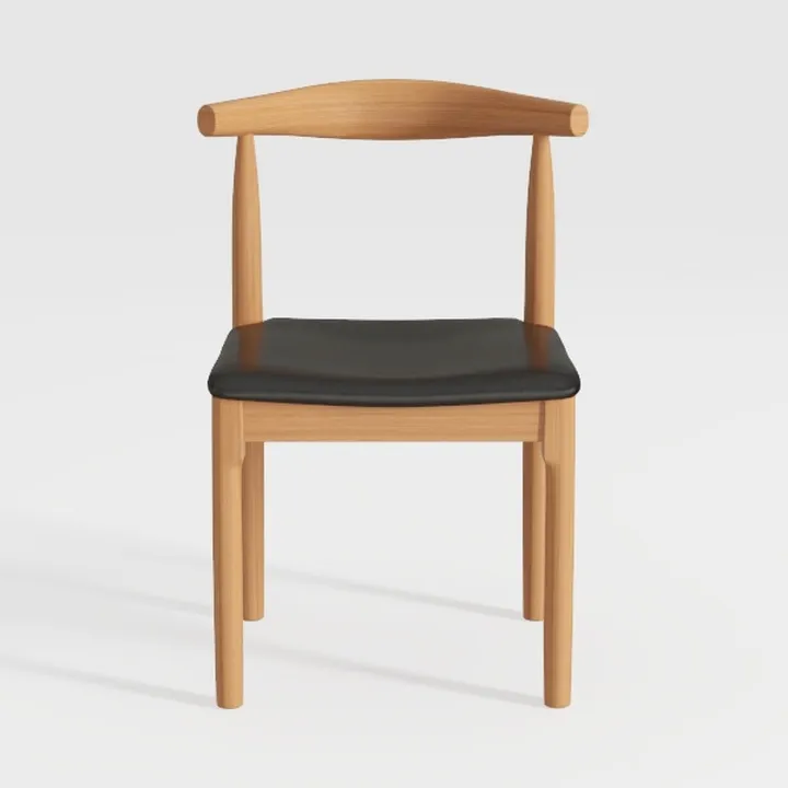 Modern Solid Oak Leather Upholstered Dining Chair 3D Model