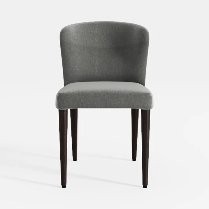 Minimalist Gray Fabric Upholstered Wood Dining Chair 3D Model
