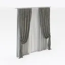 Modern Geometric Pattern Fabric Window Curtains 3D Model Right 45 Degree View