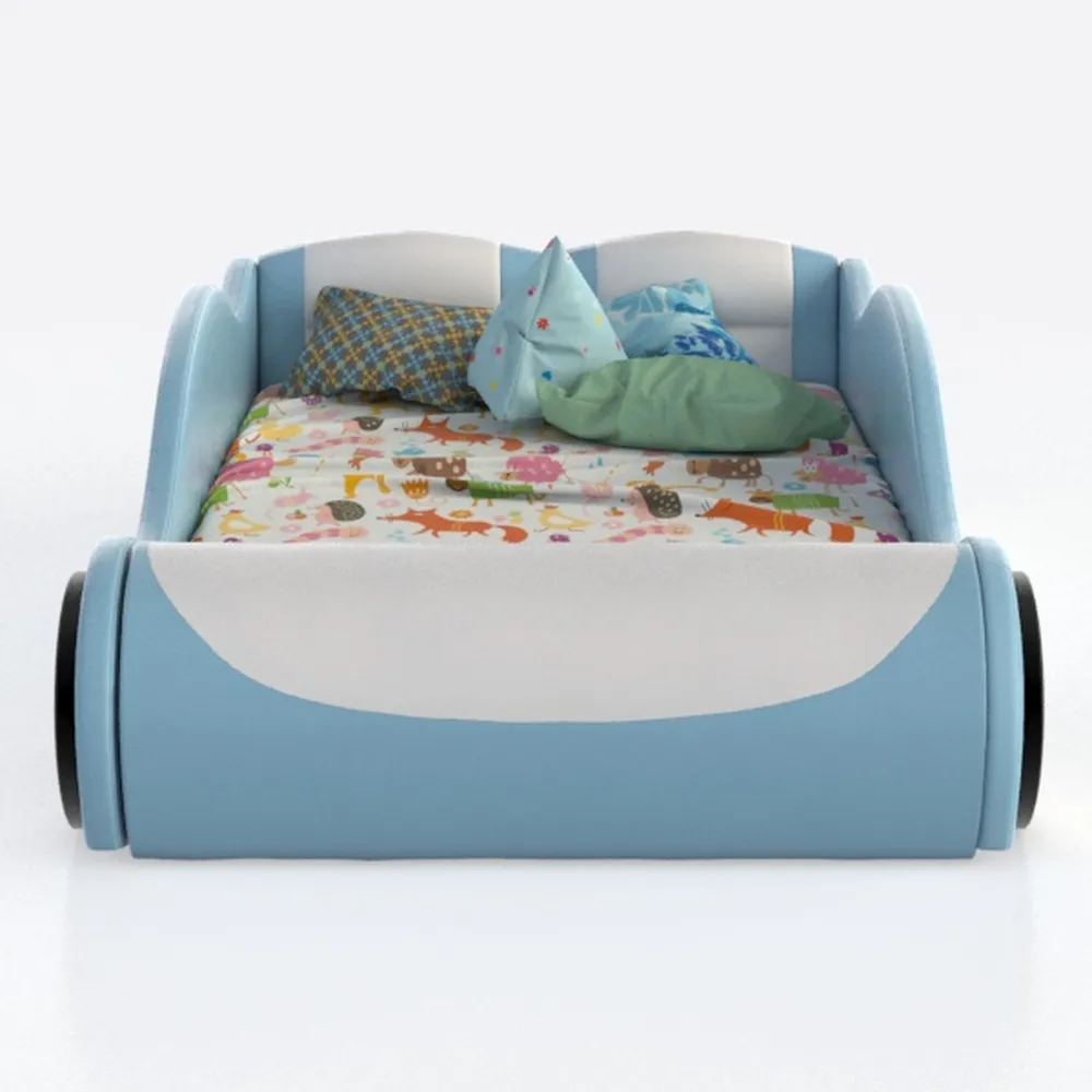 FurnitureR Letto Singolo in Metallo con Luce LED, Moderno per Ragazzi, con Rete a Doghe, per Camera da Letto o Camera degli Ospiti, 90 x 190 cm, Blu