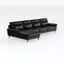 Modern Black Leather L Shaped Sectional Sofa 3D Model Right 45 Degree View