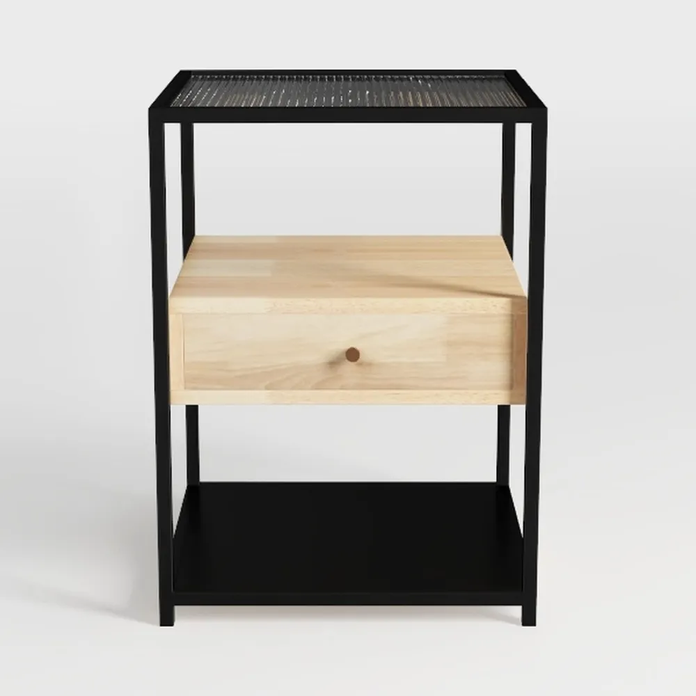 LED Nightstand with Charging Station, Side Table