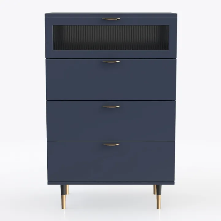 HNEBC Black Nightstand with Wireless Charging
