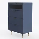 HNEBC Black Nightstand with Wireless Charging Left 45 Degree View