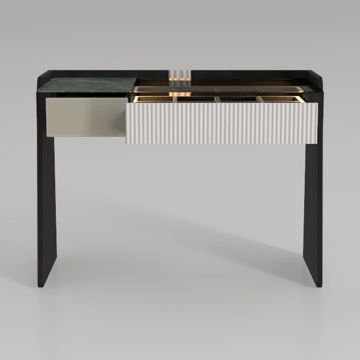 Console Table with Drawers, Narrow Mid-Century