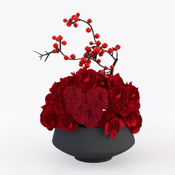 potted plant-Crimson Elegance
