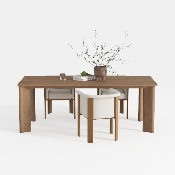 Forest Wisp 5-Piece Rectangle Walnut Wood Top Dini