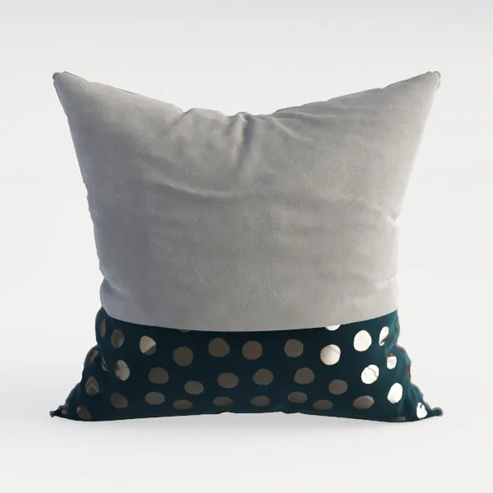 Two Tone Velvet Polka Dot Decorative Throw Pillow 3D Model