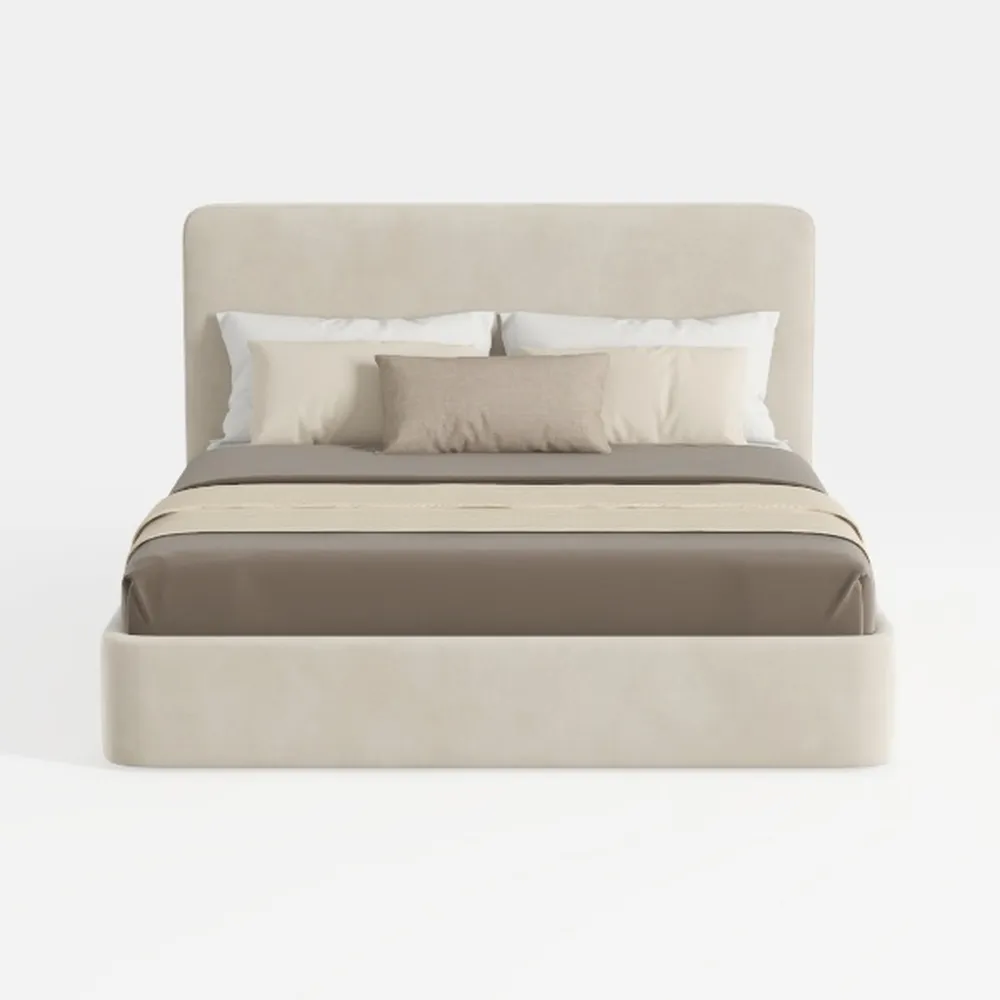 Queen Size Boucle Bed Frame, Upholstered Cloud