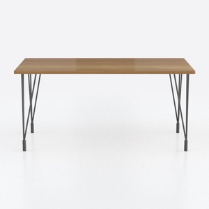 Modern Minimalist Walnut Wood Metal Dining Table 3D Model