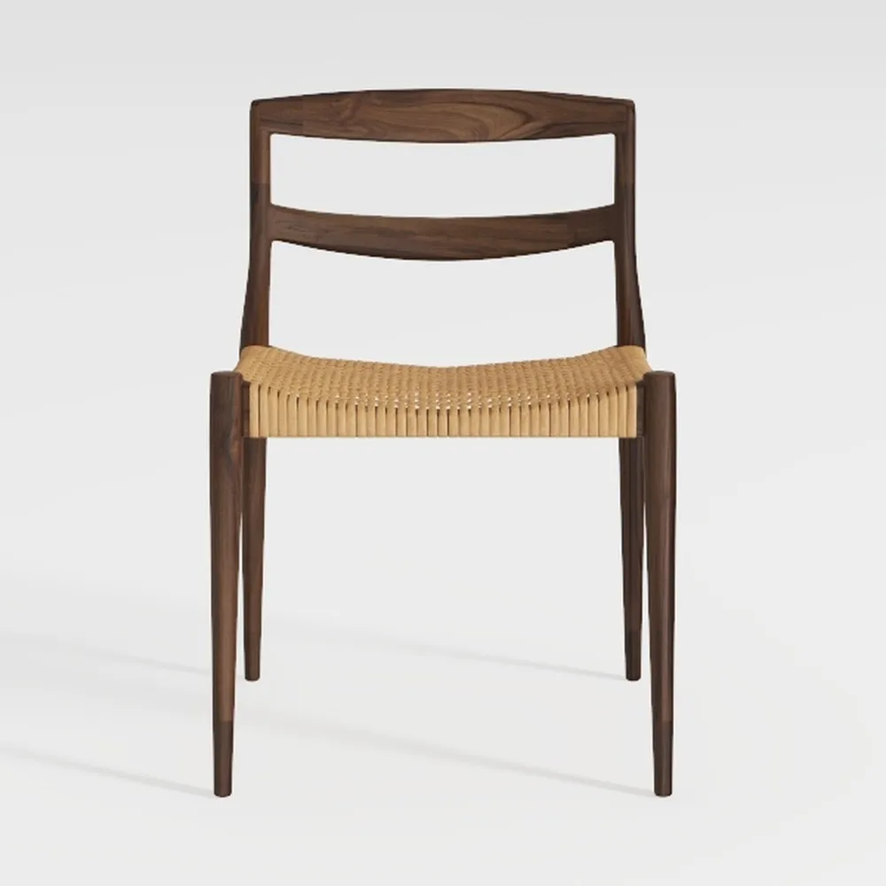 Solid Wood Dining Chair Rattan Home Retro Chair