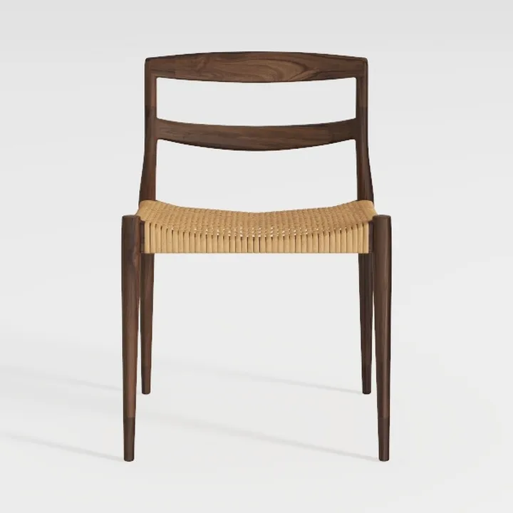 Solid Wood Dining Chair Rattan Home Retro Chair