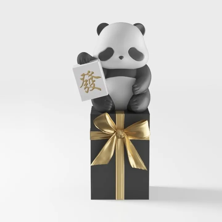Cute Panda Gift Box Decorative Ornament 3D Model