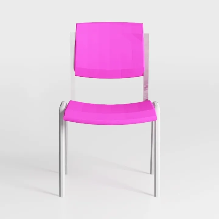 Modern Pink Plastic Metal Frame Dining Chair 3D Model