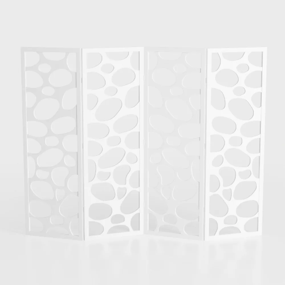 Roundhill Bamboo Print 4-Panel Framed Room Screen/