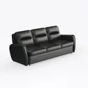 Modern Black Leather Three Seater Sofa 3D Model Right 45 Degree View