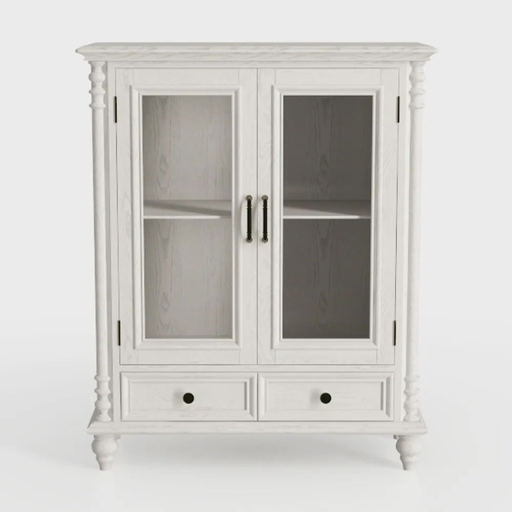 Wood Rustic Cabinet with Glass Doors and