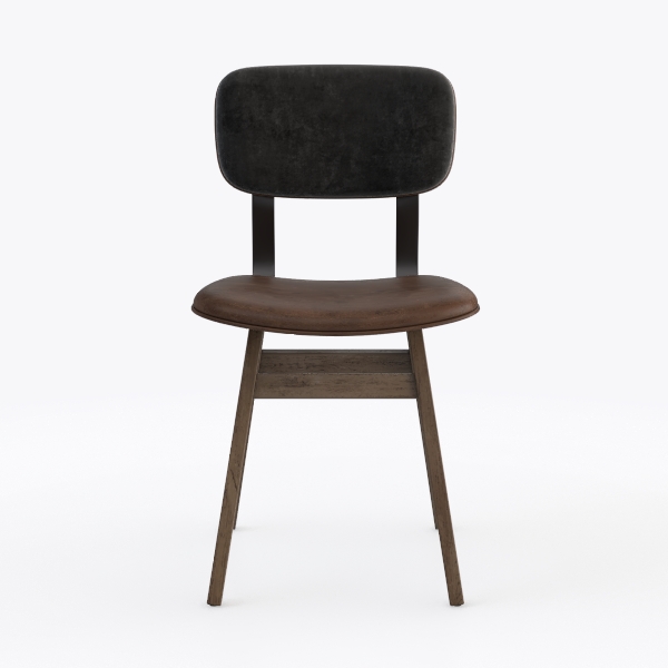 Ebony Leather Iron Dining Chair