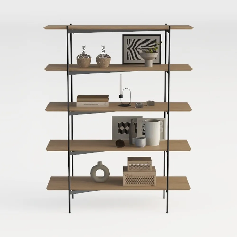 HSH 6 Shelf Tall Bookcase, Industrial Modern Large