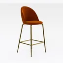 Modern Velvet Upholstered Gold Metal Frame Bar Stool 3D Model Right 45 Degree View