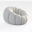 Minimalist Boucle Fabric Swivel Pumpkin Accent Chair 3D Model Right 45 Degree View