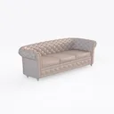 Modern Tufted Leather Chesterfield Sofa 3 Seater 3D Model Right 45 Degree View