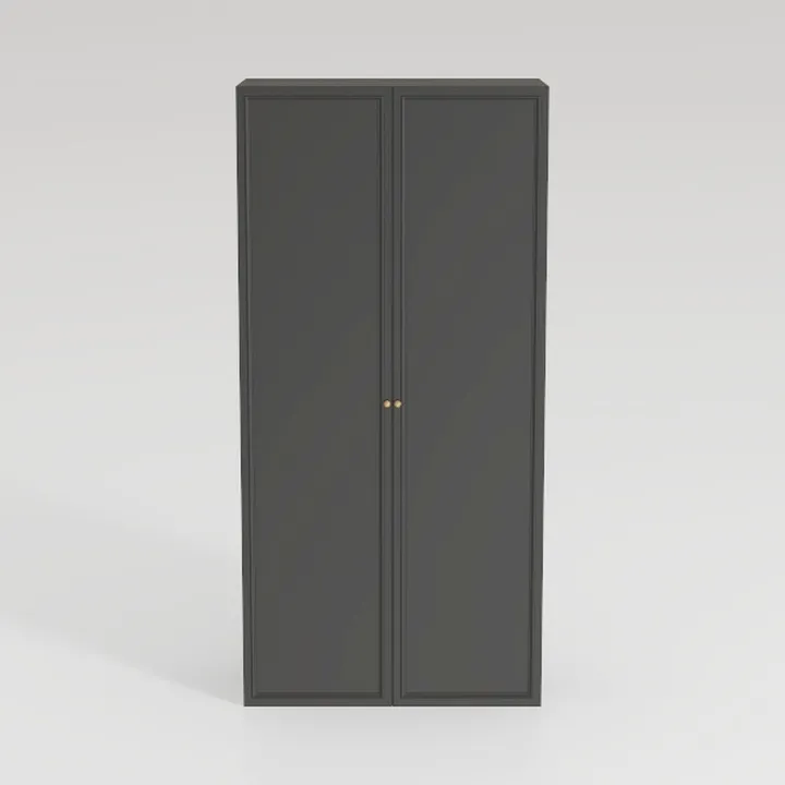 Minimalist Dark Solid Wood Double Door Wardrobe 3D Model