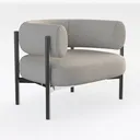 Minimalist Boucle Fabric Metal Armchair 3D Model Right 45 Degree View