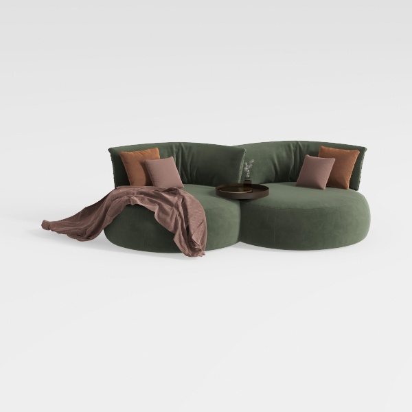 Full Compression Green L-Shaped Sectional Sofa wit