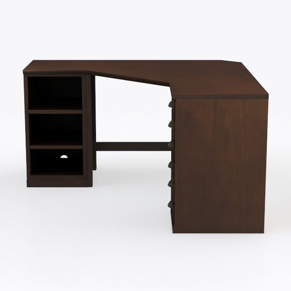 Pemberly Row Engineered Wood Corner Desk in Cinnam