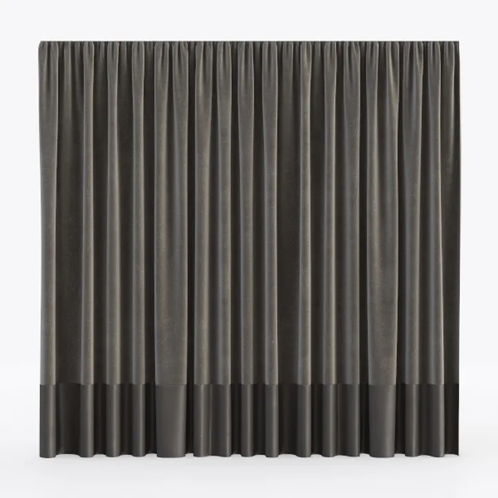 Minimalist Dark Velvet Window Curtain 3D Model
