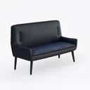 Mid Century Modern Black Leather Tufted Loveseat Sofa 3D Model Right 45 Degree View