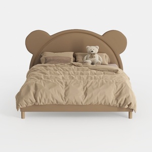 Cartoon Cute Bear Shaped Headboard Fabric Bed 3D Model
