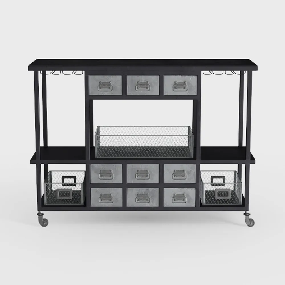 Bar Cabinet, 55 Inches Industry Coffee Bar Cabinet