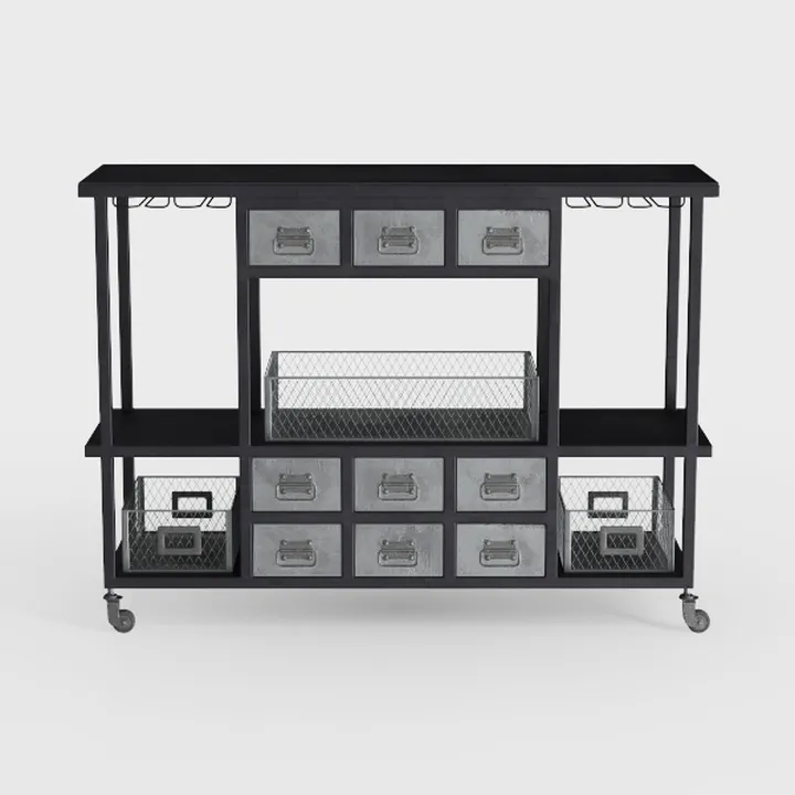 Bar Cabinet, 55 Inches Industry Coffee Bar Cabinet