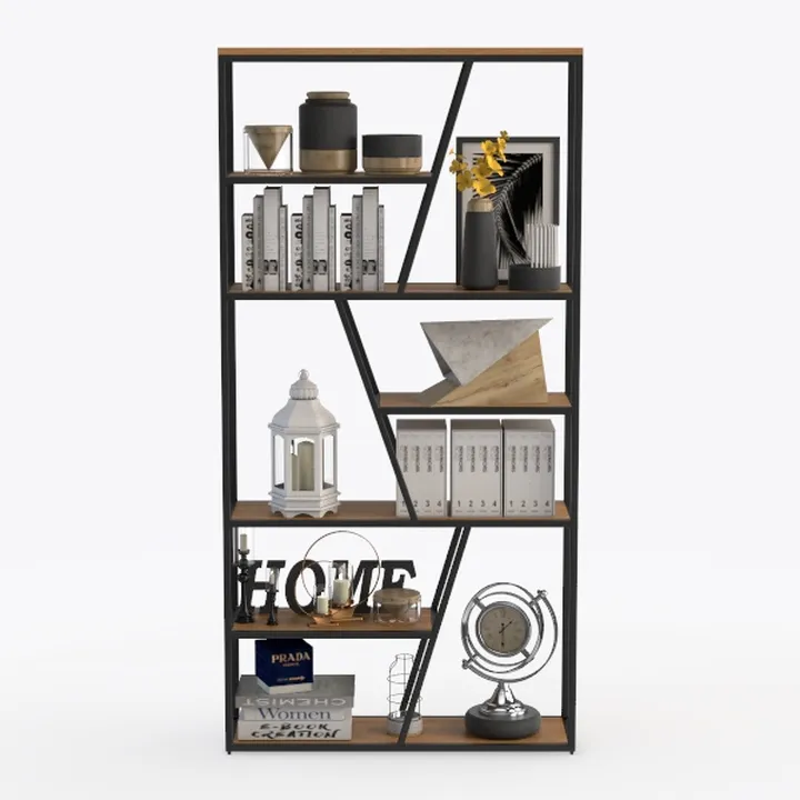 Industrial Metal Solid Wood Bookshelf Display Shelving 3D Model