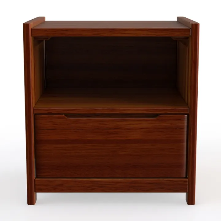 Minimalist Solid Wood Nightstand Open Shelf Storage 3D Model