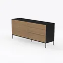 Modern Minimalist Oak Black Metal Sideboard Cabinet 3D Model Left 45 Degree View