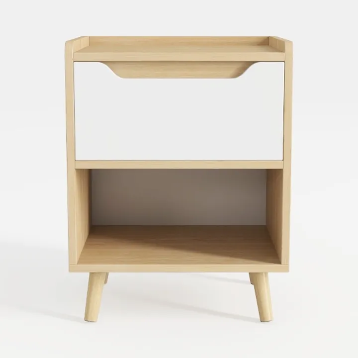 Wooden Night Stand Set 2, Wood Bedside Table with 