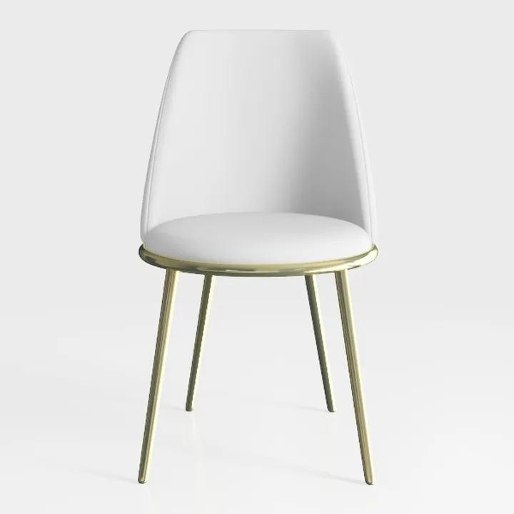 White Dining Chairs Set of 4 with Chromed Legs