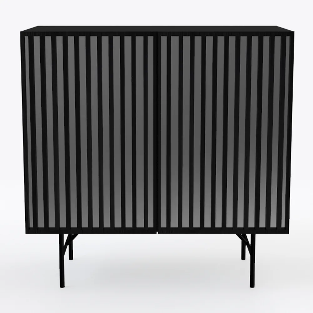 Fluted Storage Cabinets Set of 2,Sideboard Buffet